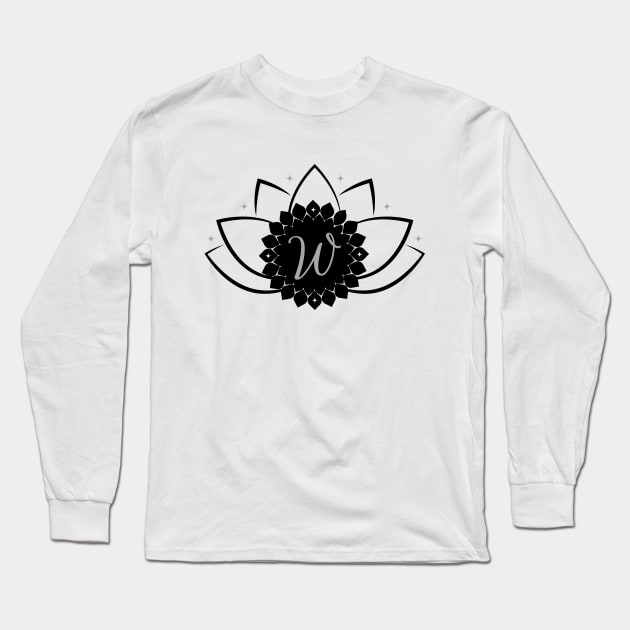 W - Lotus Flower Monogram Long Sleeve T-Shirt by Mazzlo Shop